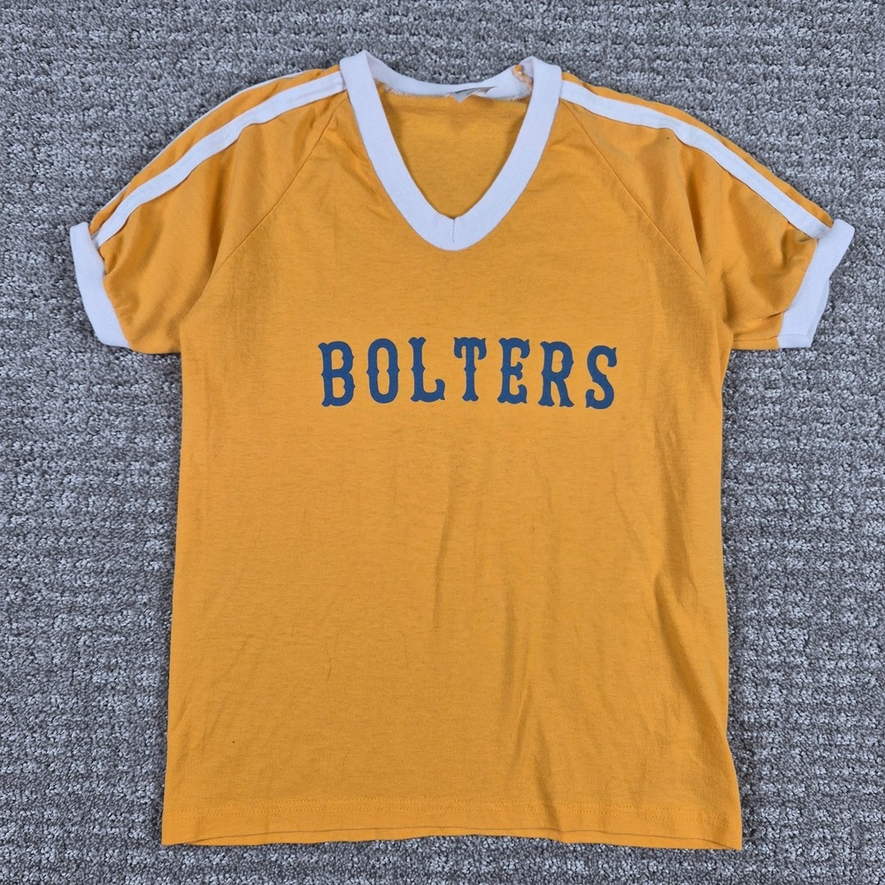 Vintage Augusta Sportswear Shirt Womens XS Yellow Paper Thin Ringer Baby Tee YL